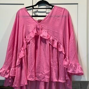 Impressions Fuchsia Ruffle Blouse